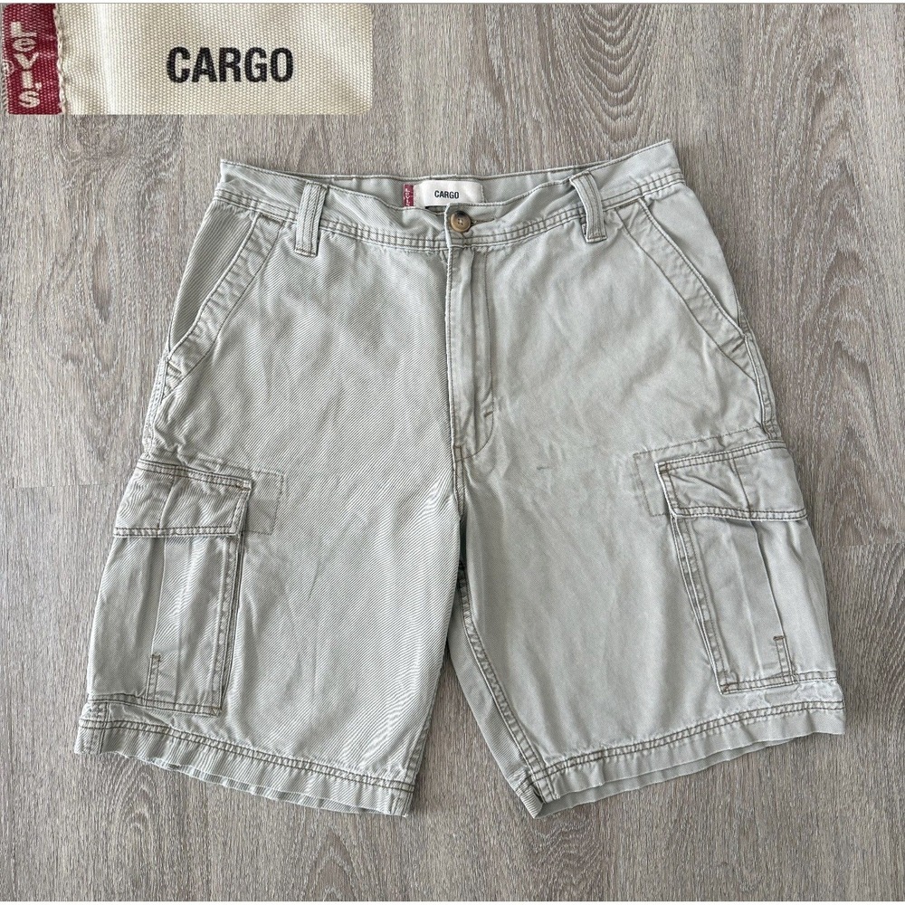 Y2K Levi's Cargo Shorts Men's 34‎ Beige Khaki Utility Military Casual Cotton Vtg